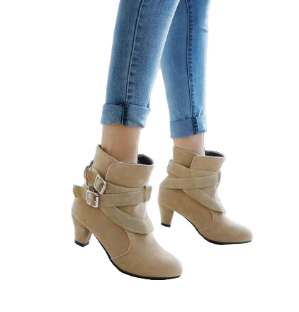 Women’s Winter/Autumn Leather Ankle Boots – Warm Casual High Heel Pumps