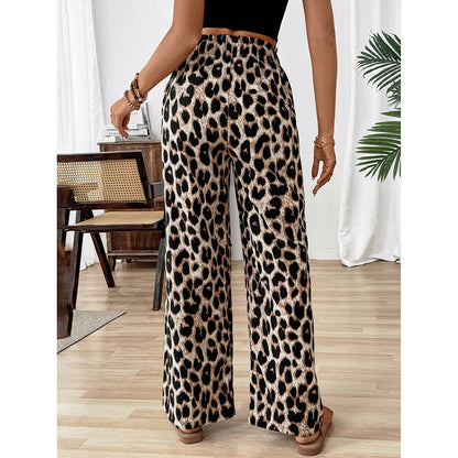 Women's Straight-leg Wide-leg Pants Leopard Print Casual Pants