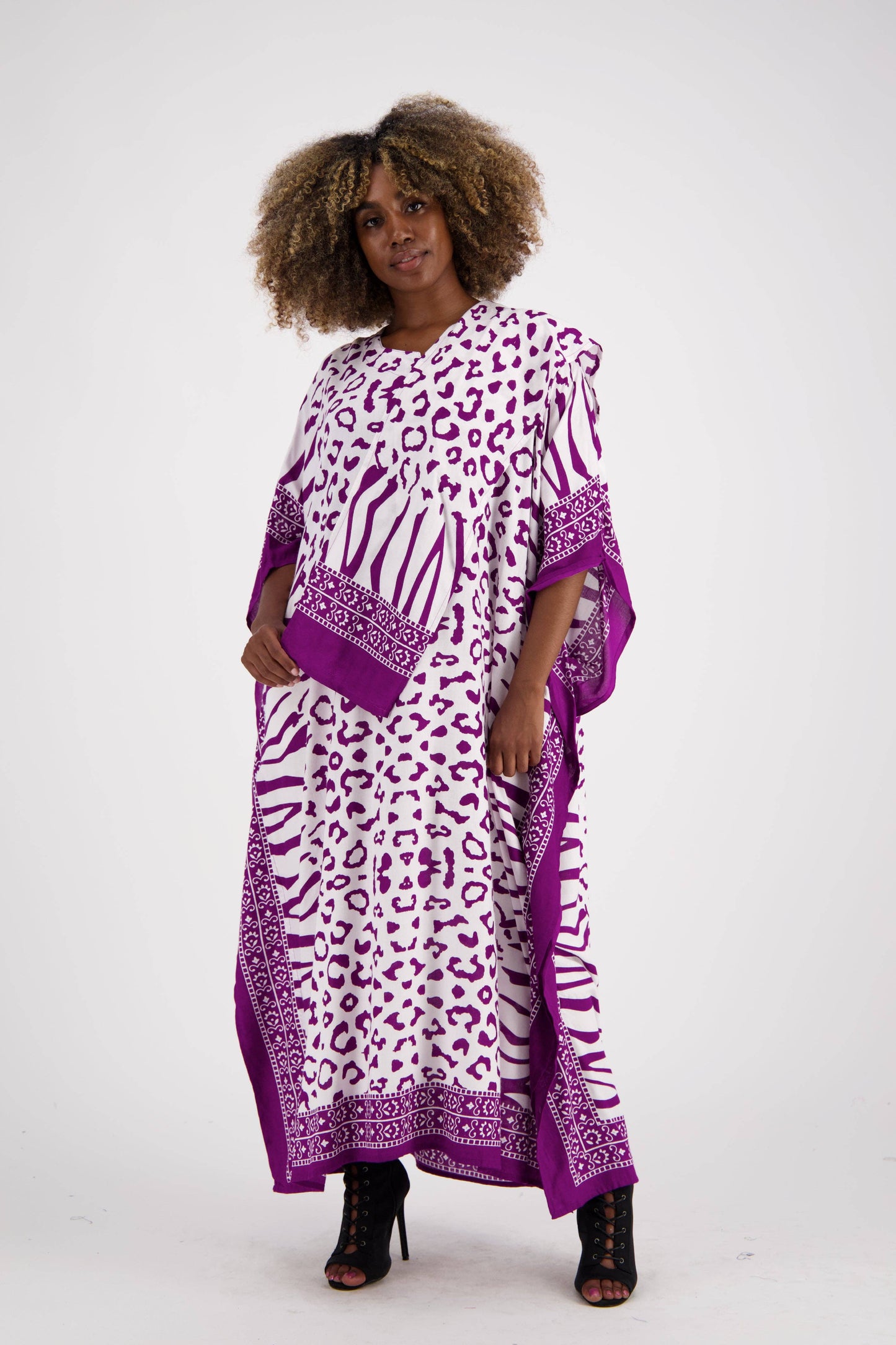 Zebra Print Kaftan KAF-1042: Assorted / One Size Fits Most