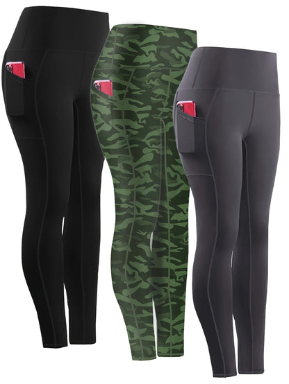 Three-piece Set, Sports Yoga Pants for Women, High Waist, Tight, Quick-Drying, Compression Pants, High Elasticity, Running Outerwear, Long Trousers, Bottoming Pants
