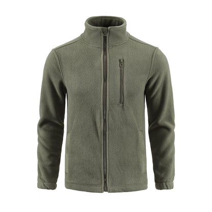 Men’s Camouflage Double-Sided Polar Fleece Cardigan – Warm Outdoor Jacket