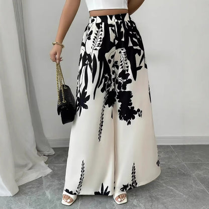 Women’s Casual Printed Pants – Lace-up Waist Slim Fit Summer Fashion