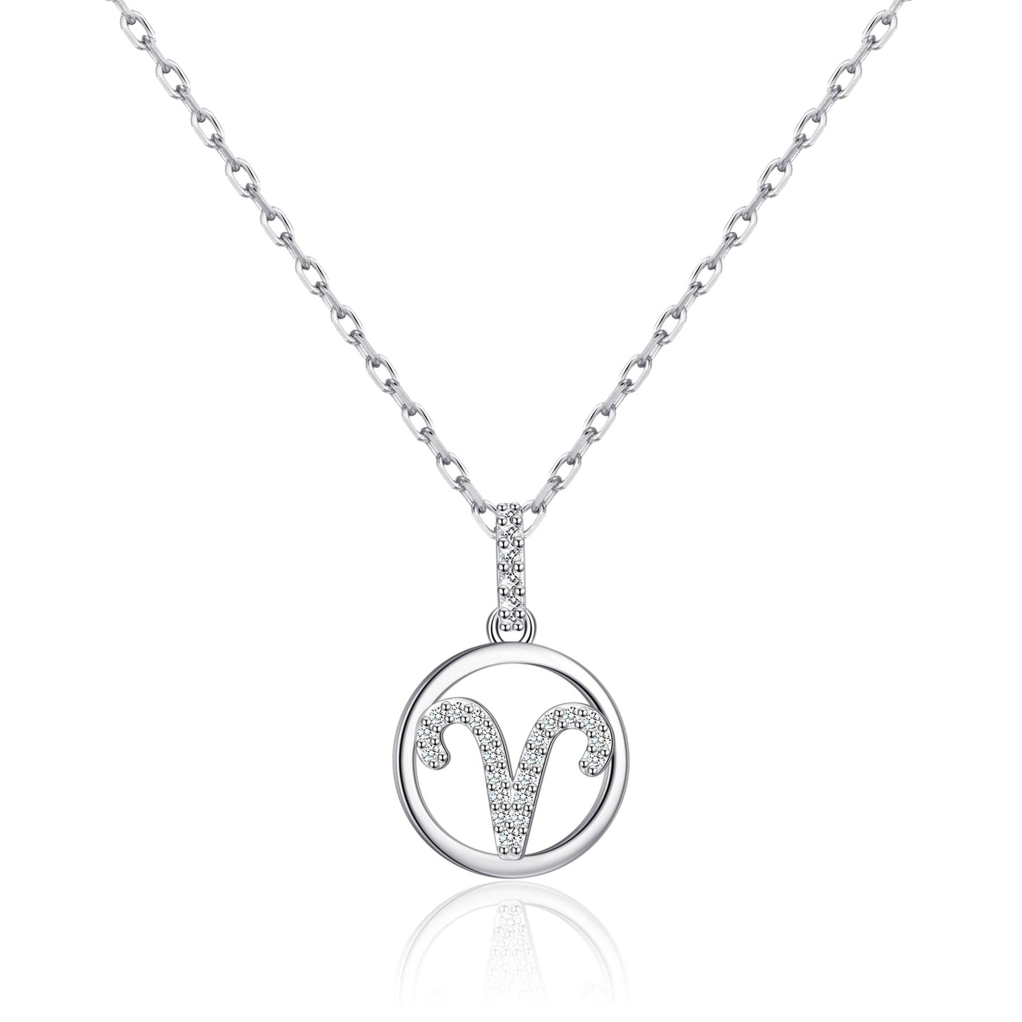 Aries Star Sign Zodiac Necklace with Zircondia® Crystals