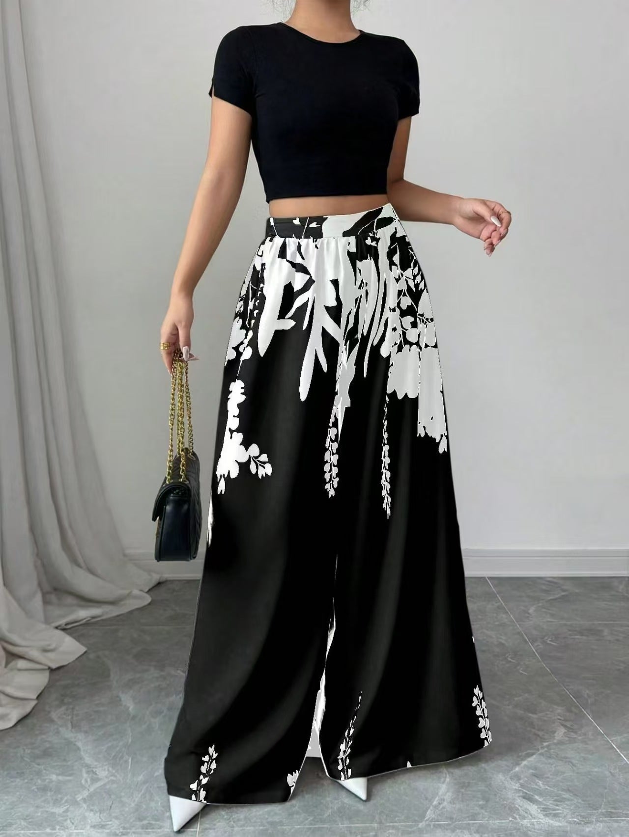 Women’s Casual Printed Pants – Lace-up Waist Slim Fit Summer Fashion