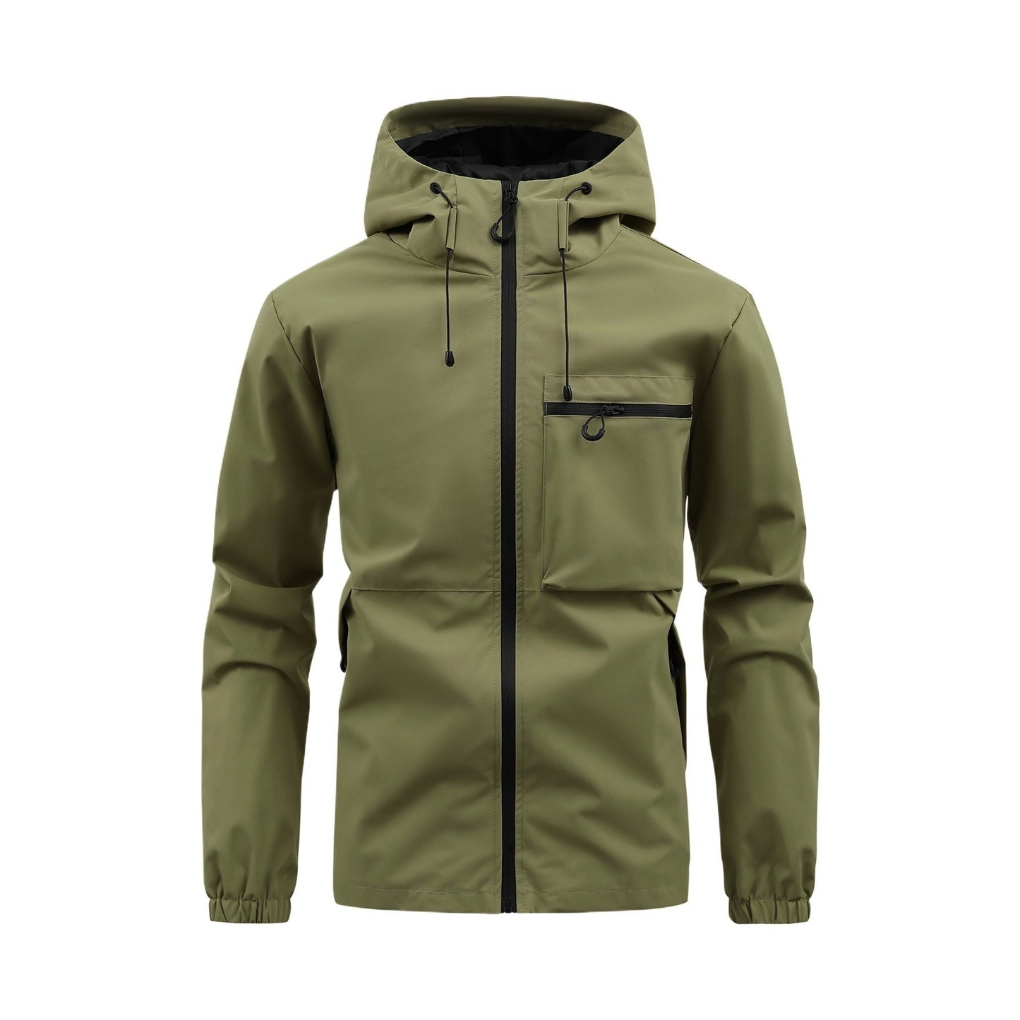 Men’s Fashion Casual Hooded Outdoor Coat – Solid Colour Multi-Pocket Workwear Jacket