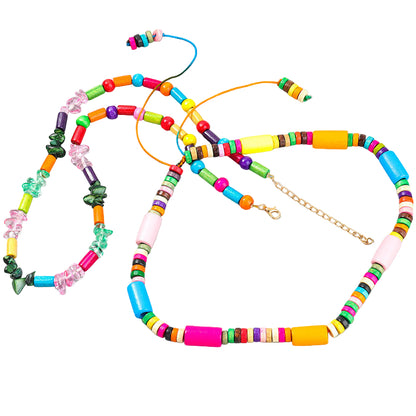 Ethnic Style Statement Necklace – Alloy, Resin & Colored Wood Beads