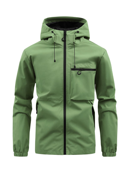 Men’s Fashion Casual Hooded Outdoor Coat – Solid Colour Multi-Pocket Workwear Jacket
