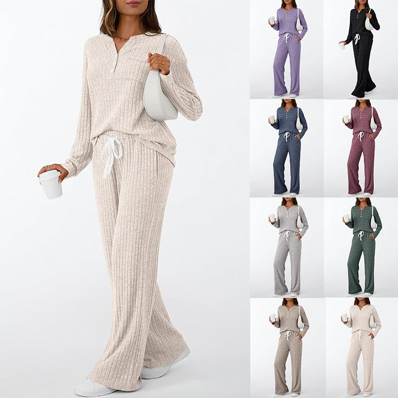Women’s Two-Piece Lounge Set – Casual Outdoor Pajamas with Top & Pants