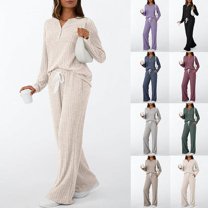 Women’s Two-Piece Lounge Set – Casual Outdoor Pajamas with Top & Pants