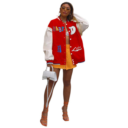 European & American Women’s Fashion Casual Printed Baseball Jacket