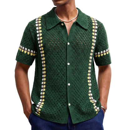 Men’s Crochet Cardigan Polo Shirt