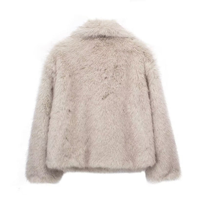 Women’s Winter Plush Coat – Warm Thicken Fluffy Lapel Jacket