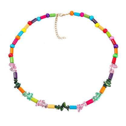 Ethnic Style Statement Necklace – Alloy, Resin & Colored Wood Beads