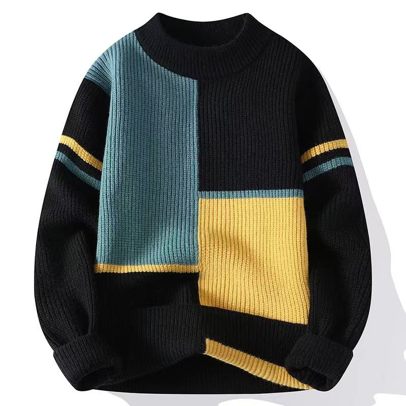 Men’s Color-Block Loose Fit Warm Sweater