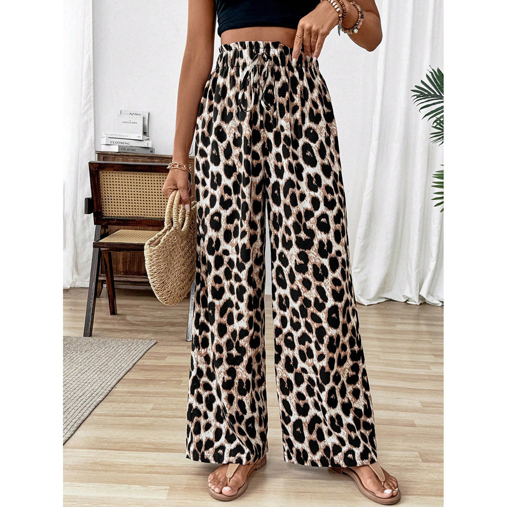 Women's Straight-leg Wide-leg Pants Leopard Print Casual Pants