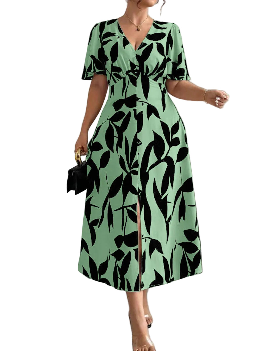 Plus-size Elegant V-neck Dress For Women