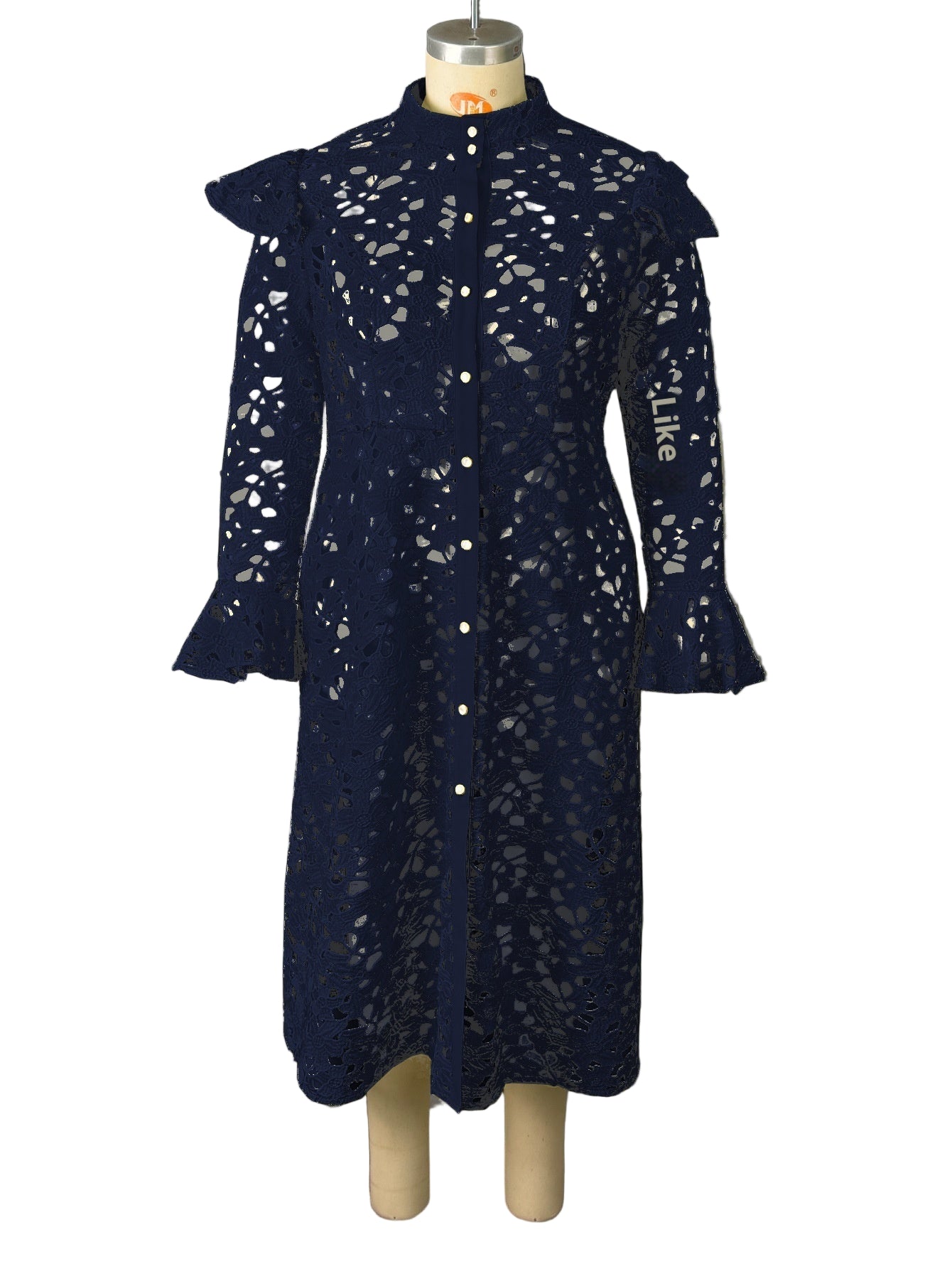 Chic Lace Coat Dress with Half-Turtleneck & Cardigan-Style Layering