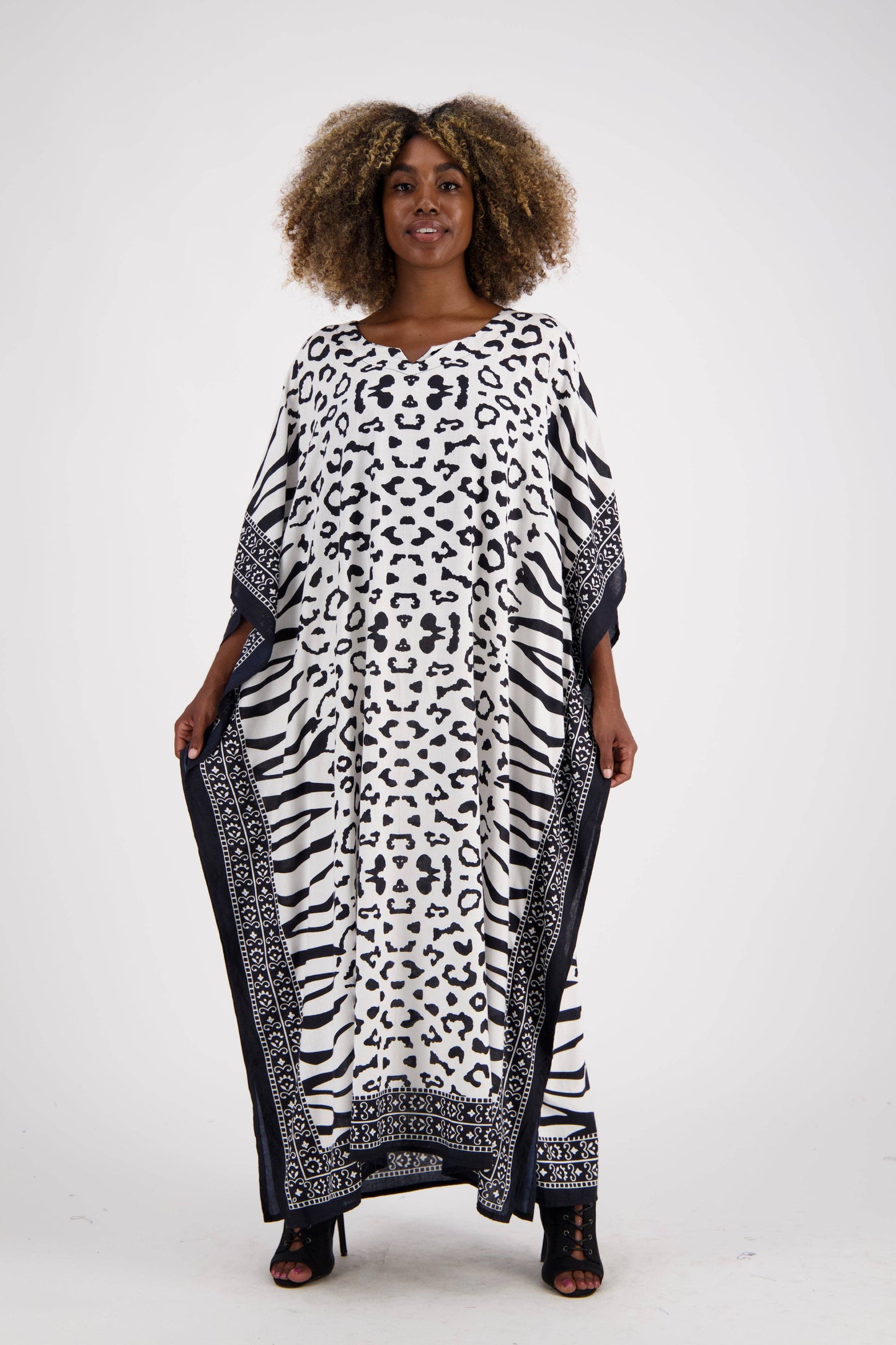 Zebra Print Kaftan KAF-1042: Assorted / One Size Fits Most