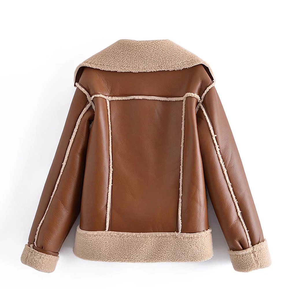 Winter Warm Reversible Jacket with Pockets & Lapel – Long-Sleeved Coat