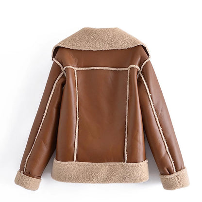 Winter Warm Reversible Jacket with Pockets & Lapel – Long-Sleeved Coat