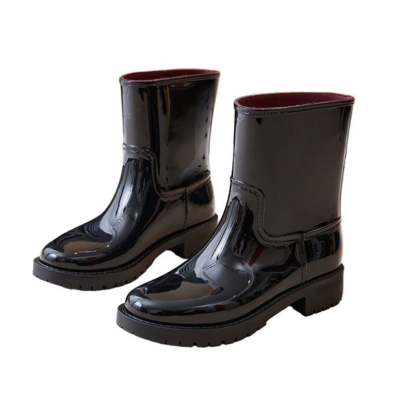 Women’s Mid-High Tube Waterproof Fashion Boots – Stylish All-Weather Shoes