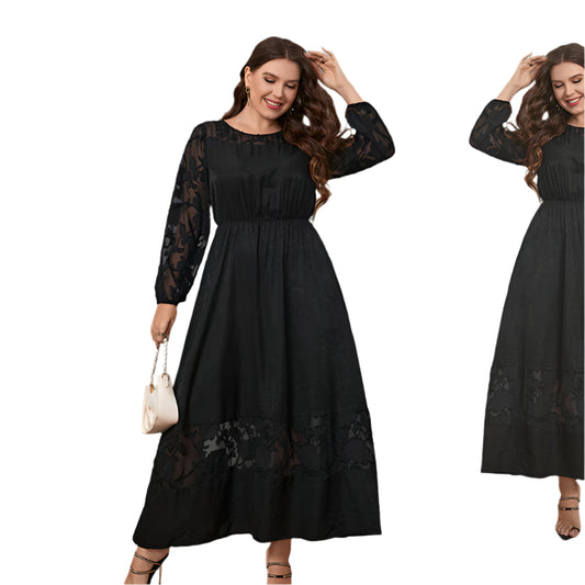 Women's Over-the-Knee Lace Dress – Slimming Autumn Style for Curvy Figures