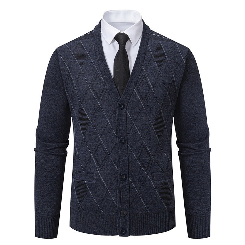 Men’s Fleece-Lined Padded Knit Cardigan Jacket – Warm Sweater Coat