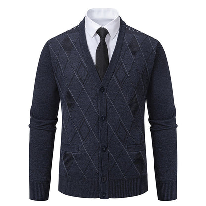 Men’s Fleece-Lined Padded Knit Cardigan Jacket – Warm Sweater Coat