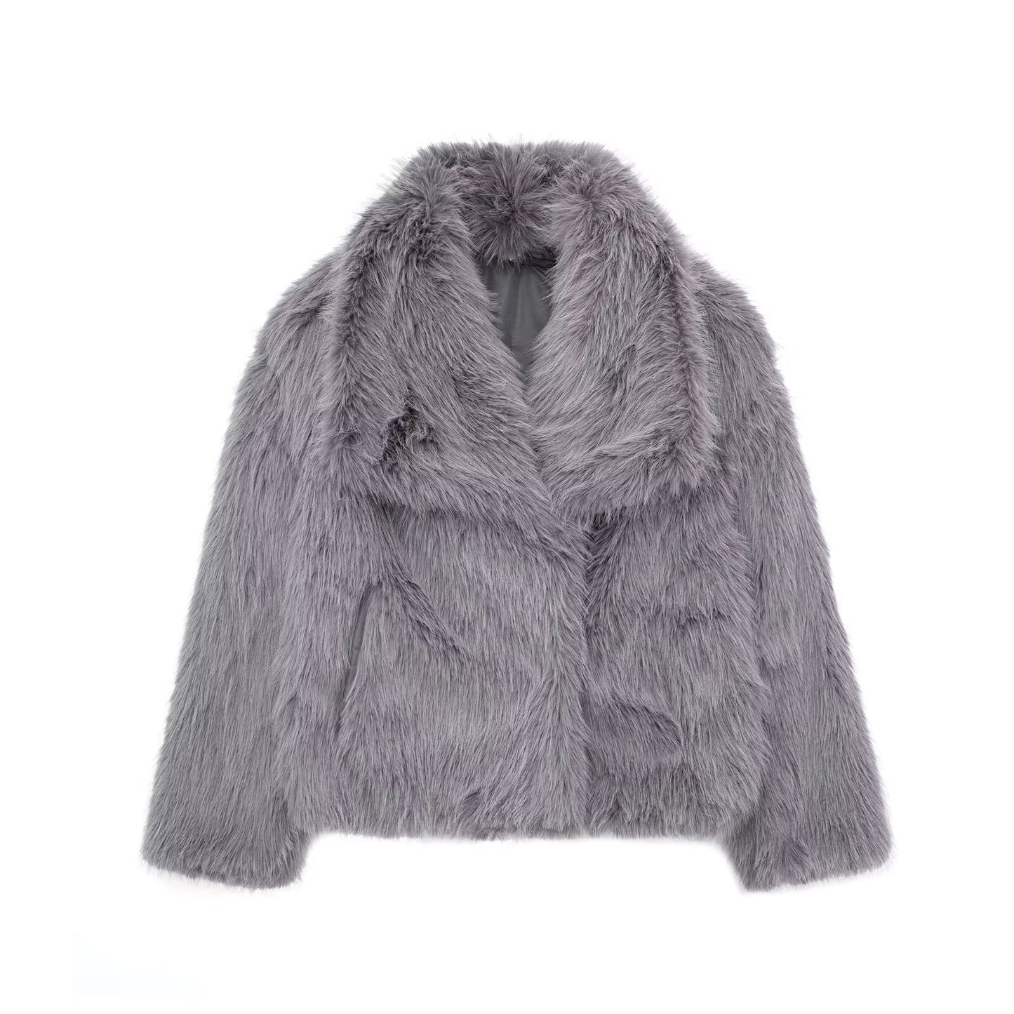 Women’s Winter Plush Coat – Warm Thicken Fluffy Lapel Jacket