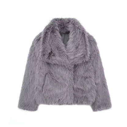 Women’s Winter Plush Coat – Warm Thicken Fluffy Lapel Jacket