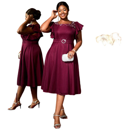 Women’s Summer Mesh Dress – Butterfly Sleeve Ruffles, Elegant Party & Wedding Guest Outfit