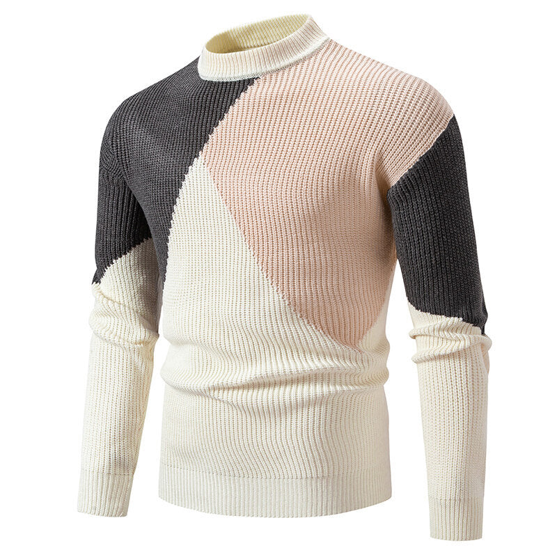 Men’s Round Neck Multicolor Pullover Sweater