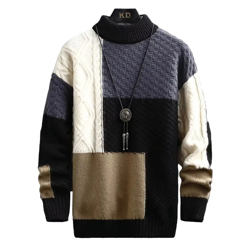 Men’s Half High Collar Thick Knit Sweater