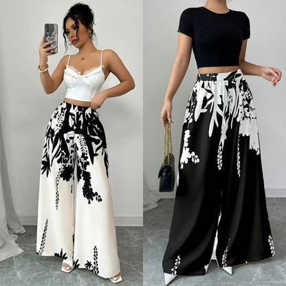 Women’s Casual Printed Pants – Lace-up Waist Slim Fit Summer Fashion