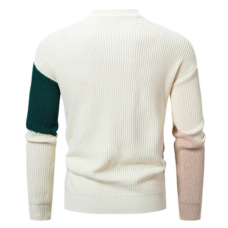 Men’s Round Neck Multicolor Pullover Sweater