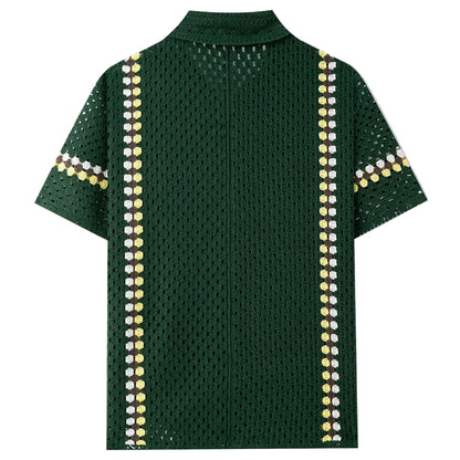 Men’s Crochet Cardigan Polo Shirt