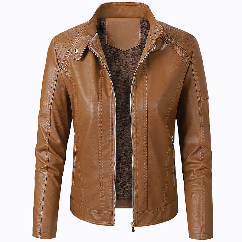 Women’s Long Sleeve PU Leather Short Jacket