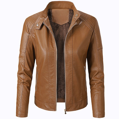 Women’s Long Sleeve PU Leather Short Jacket