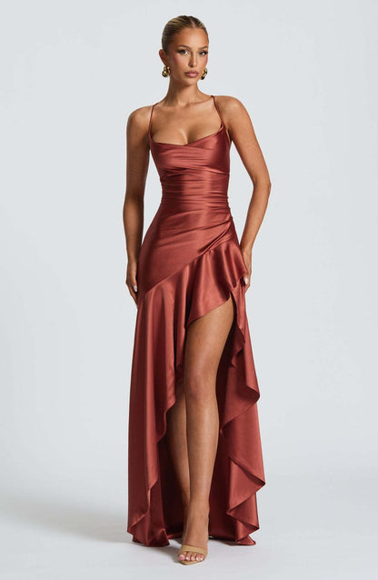 Women's Backless Ruffles Irregular Dress