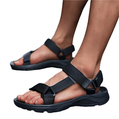 Men's Breathable Fabric Upper & Mesh Lining, Adjustable Straps with Buckles, Lightweight EVA Sole Sandals