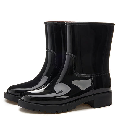 Women’s Mid-High Tube Waterproof Fashion Boots – Stylish All-Weather Shoes