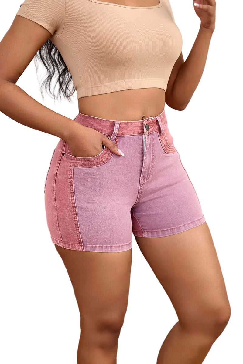 New Womens Patchwork Denim Shorts