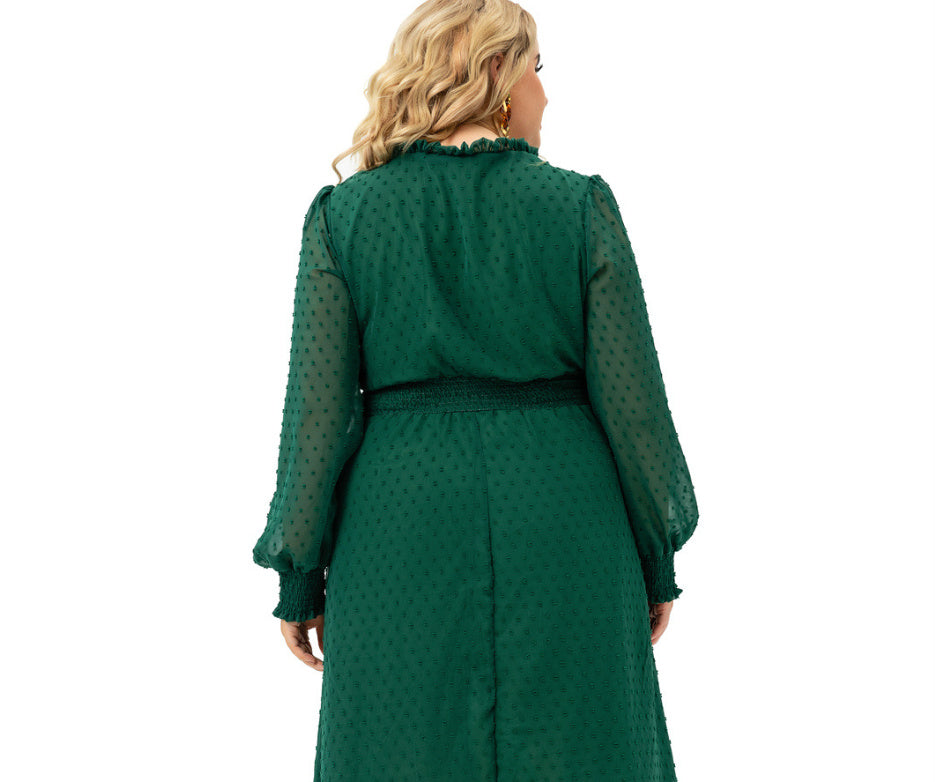 Women's Floral Cutout Chiffon Elegant Long Sleeve Fashion Dress