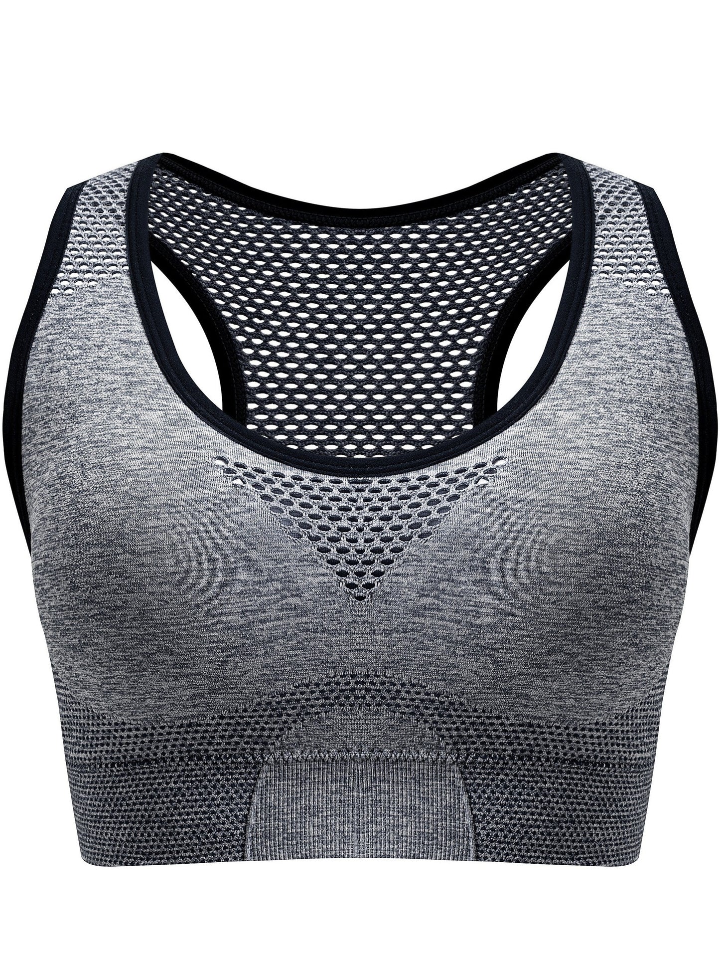 3pcs Plus Size Sports Bras Low Support, Polyamide Blend, Hollow Mesh Design - Casual Wear for Women's Activewear