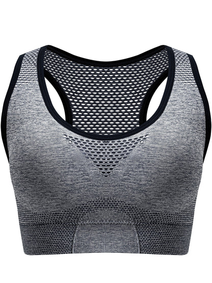 3pcs Plus Size Sports Bras Low Support, Polyamide Blend, Hollow Mesh Design - Casual Wear for Women's Activewear