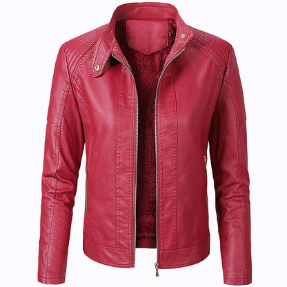 Women’s Long Sleeve PU Leather Short Jacket