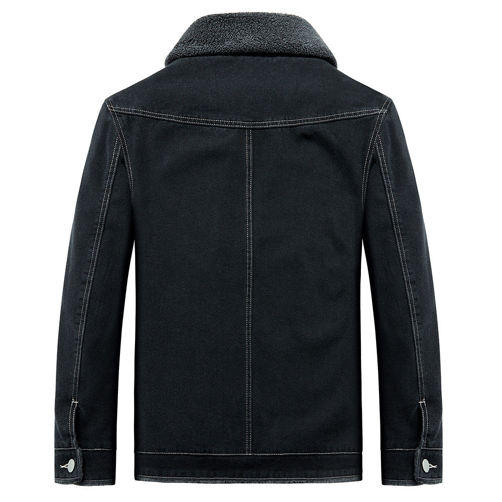 Men’s Fleece-Lined Padded Denim Jacket – Thickened Cotton-Padded Coat