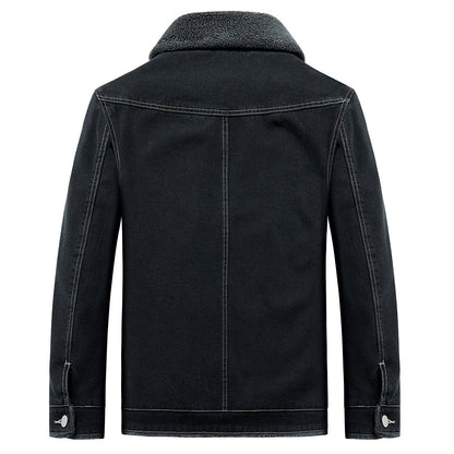 Men’s Fleece-Lined Padded Denim Jacket – Thickened Cotton-Padded Coat