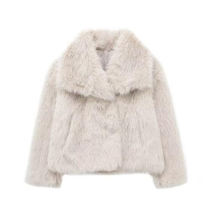 Women’s Winter Plush Coat – Warm Thicken Fluffy Lapel Jacket