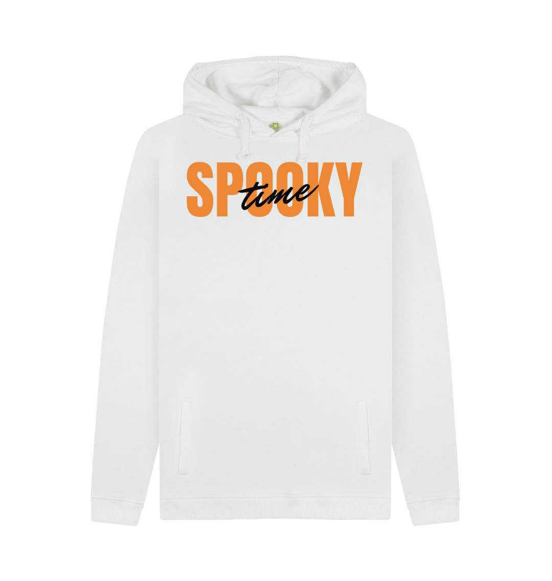 White Men's Spooky Time Print Hoodie